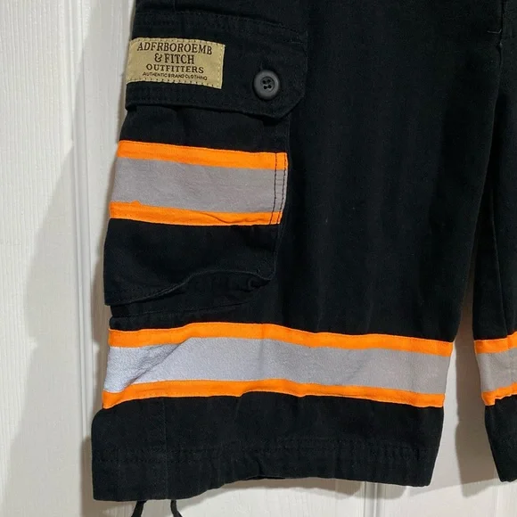 Men’s Shorts High Vis Visibility Black & Orange Stripe SZ 34 Cargo Construction - Picture 4 of 7